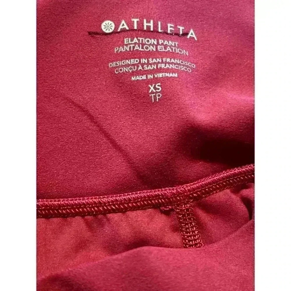 NWOT Athleta Elation Yoga Pants High Rise Coffeeberry Red Joggers Size XS - Picture 5 of 6